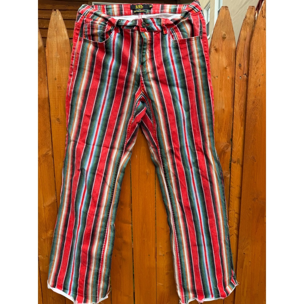 Lucky & Blessed Serape Stripe Mid Rise Bootcut Jeans Red Multi Size 14